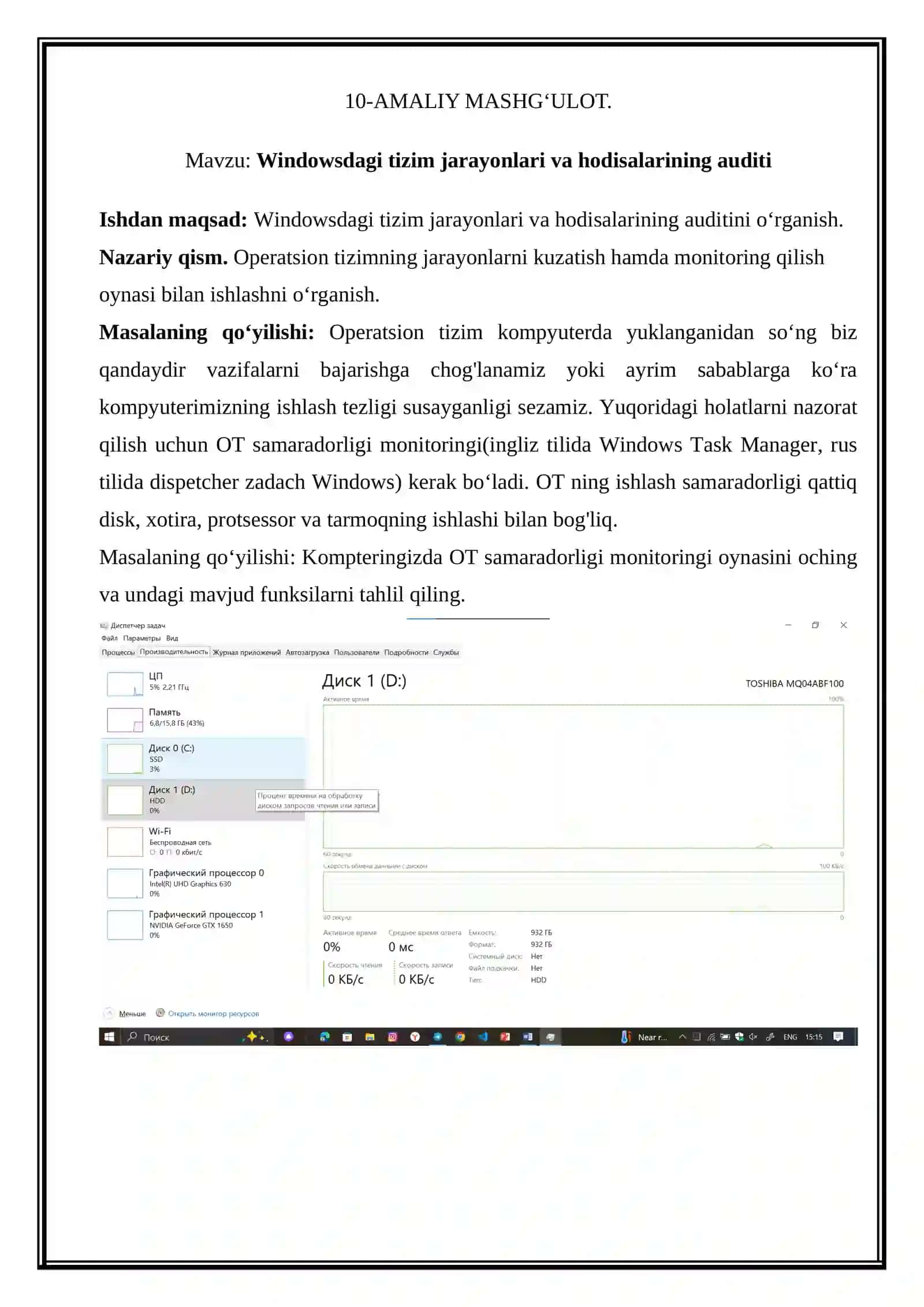 3-Amaliy ish: Windowsdagi tizim jarayonlari va hodisalarining auditi 2