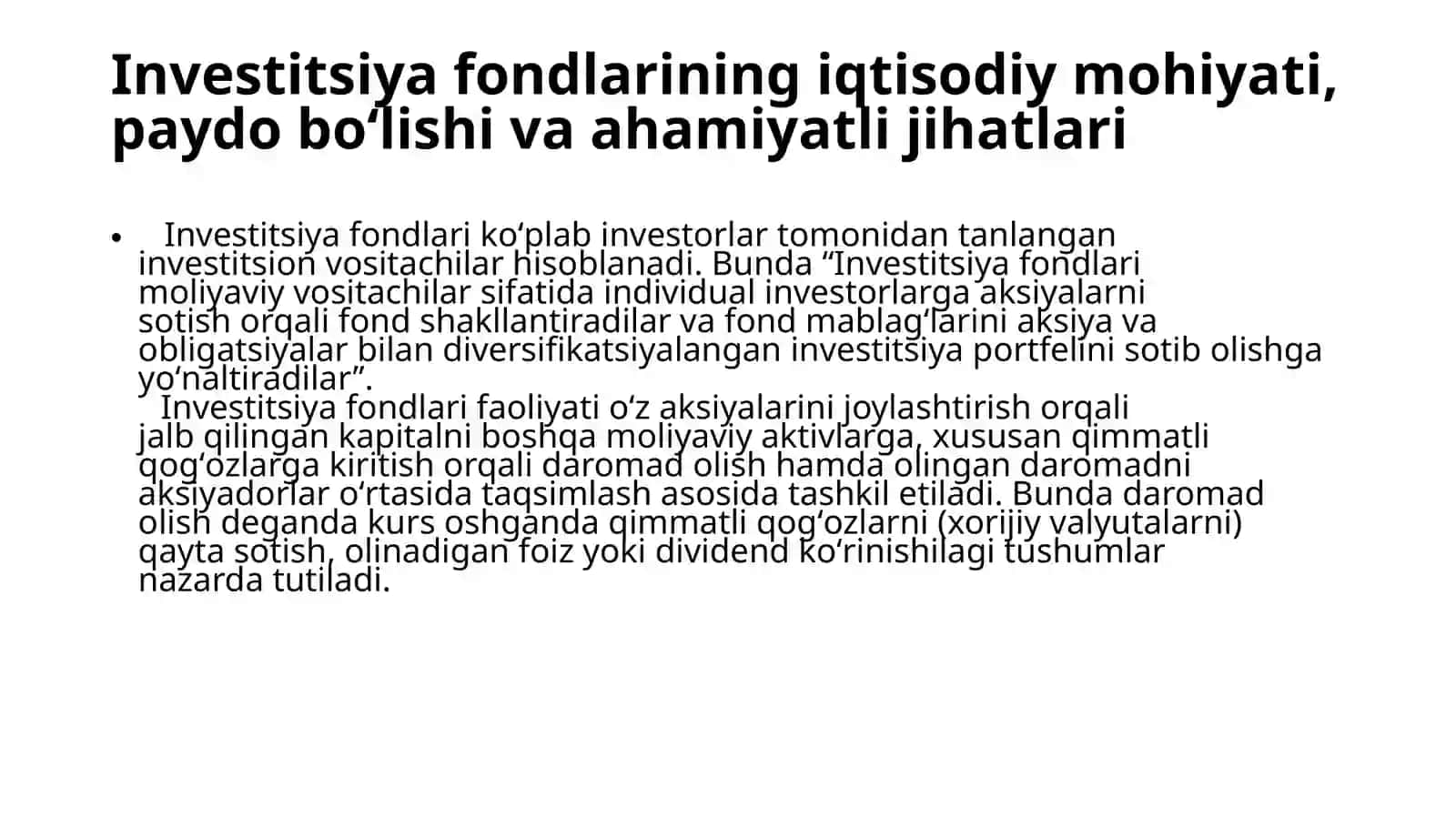 INVESTITSIYA VA PAY FONDLARI 2