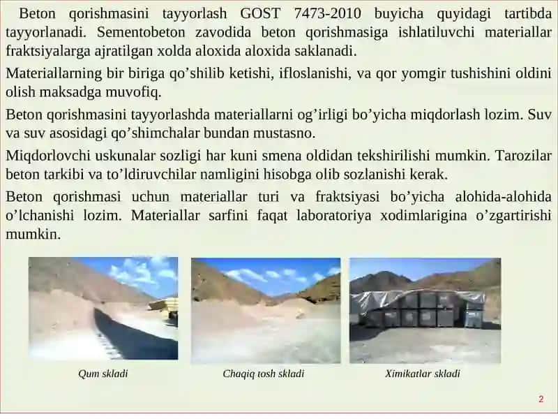 Beton qorishmasi tayyorlash jarayoni 2