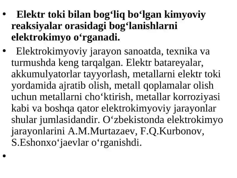 Elektrokimyoviy jarayonlar 2