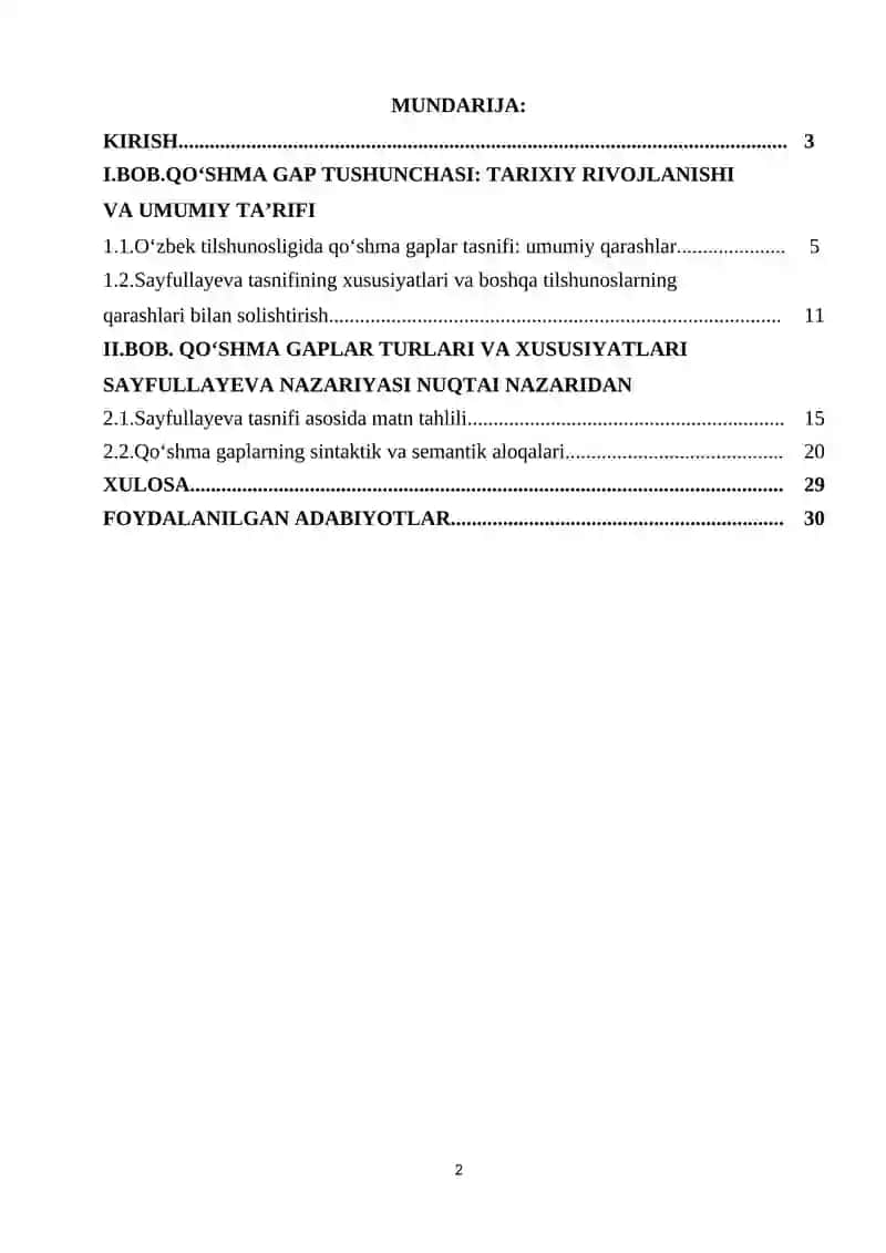 QO‘SHMA GAPLAR TASNIFI BO‘YICHA RA‘NO SAYFULLAYEVA QARASHLARI 2