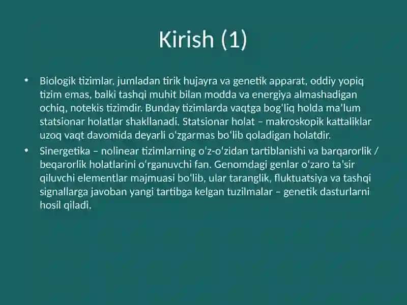 Biologik Tizimlar 2