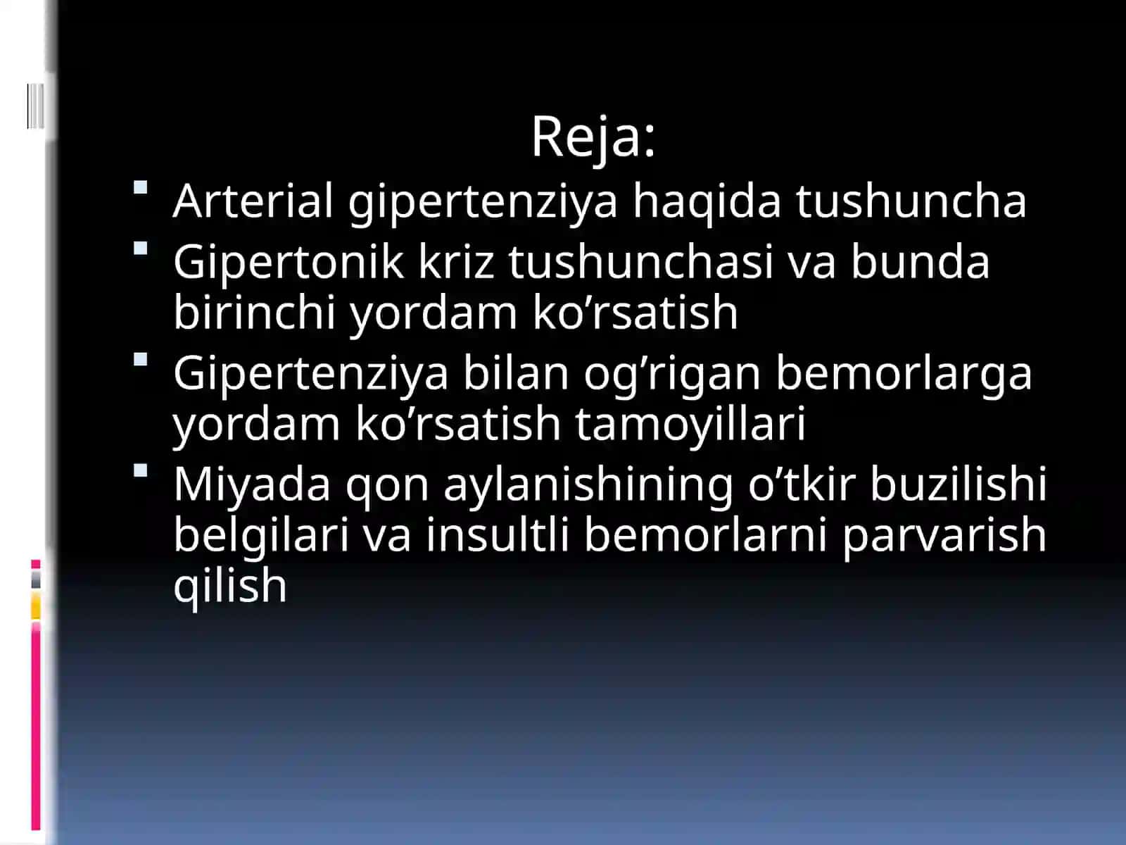 Gipertenziya va uning asoratlari bilan og’rigan bemorlarni parvarish qilish 2