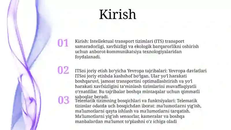 Intellektual transport tizimlari (ITS) 2