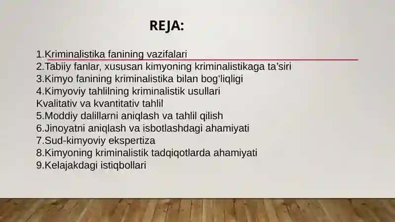 KRIMINALISTIKADA KIMYONING O’RNI 2