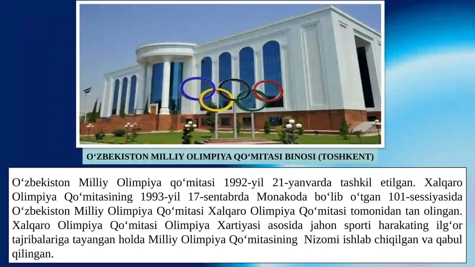 O‘zbekistonda Olimpiya harakatining rivojlanishi 2