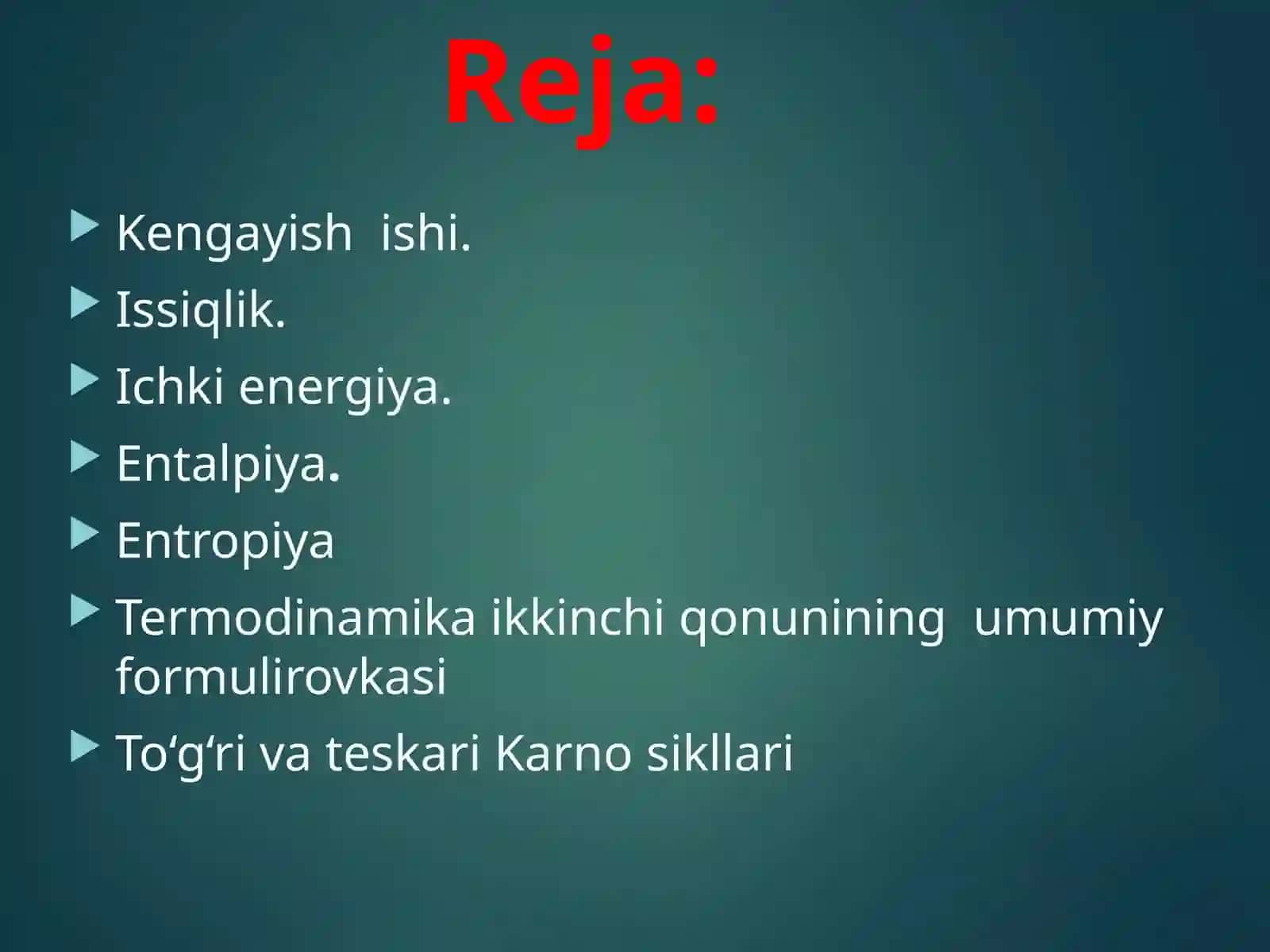 Termodinamikaning ikkinchi qonunlari 2