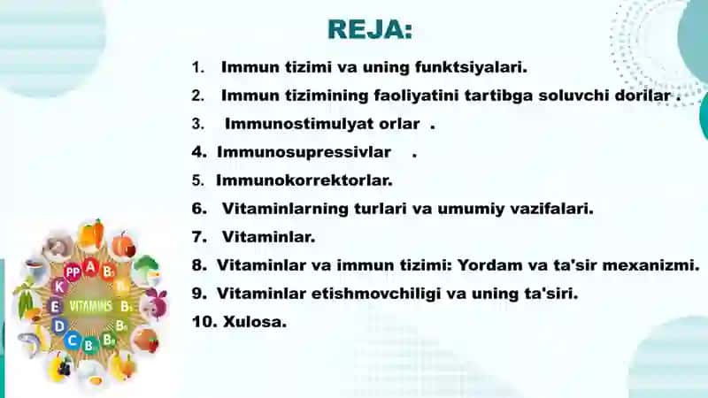 Immuntizimigatasiretuvchidorivositalari.Vitaminlar 2