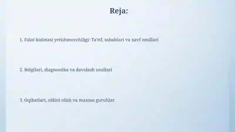 Folat kislotasi yetishmovchiligi 2
