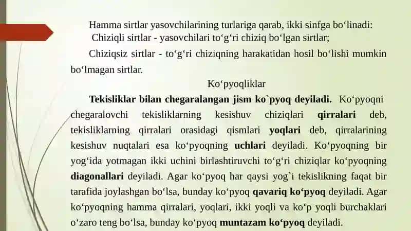 Yordamchi kesuvchi tekislik usuli. 2