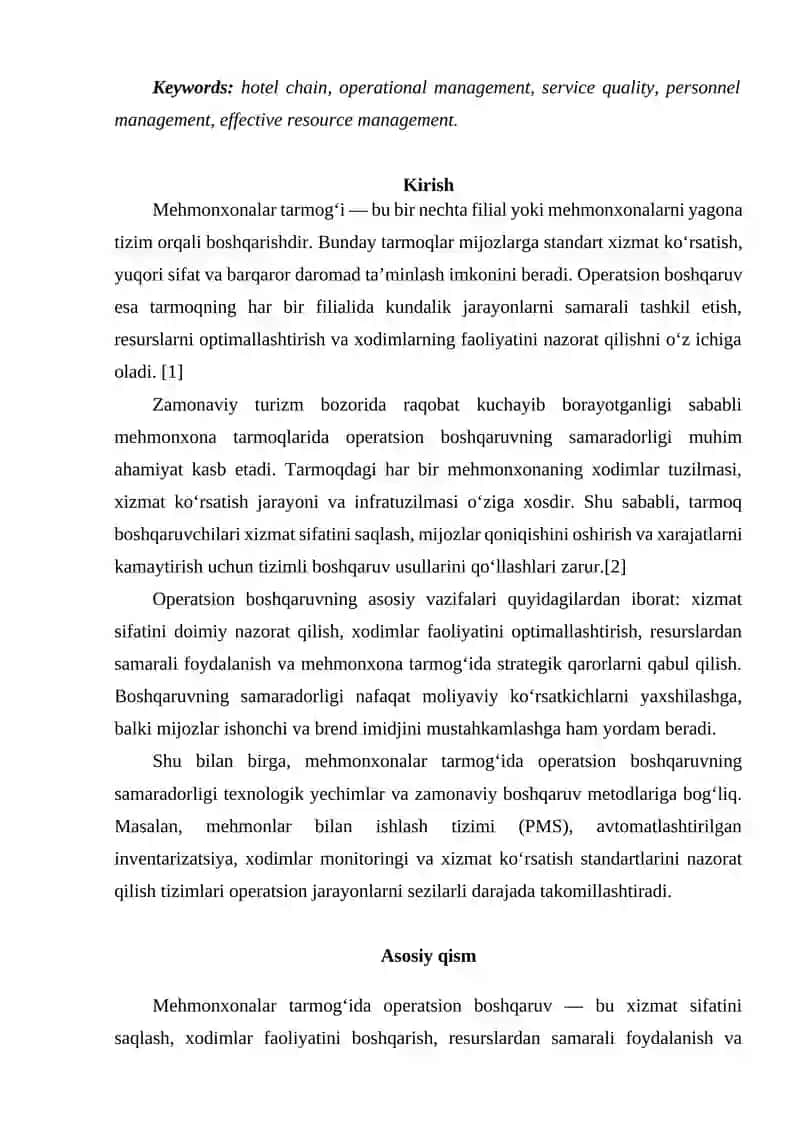 Mehmonxonalatarmogʻida operatsion boshqaruv usullari 2