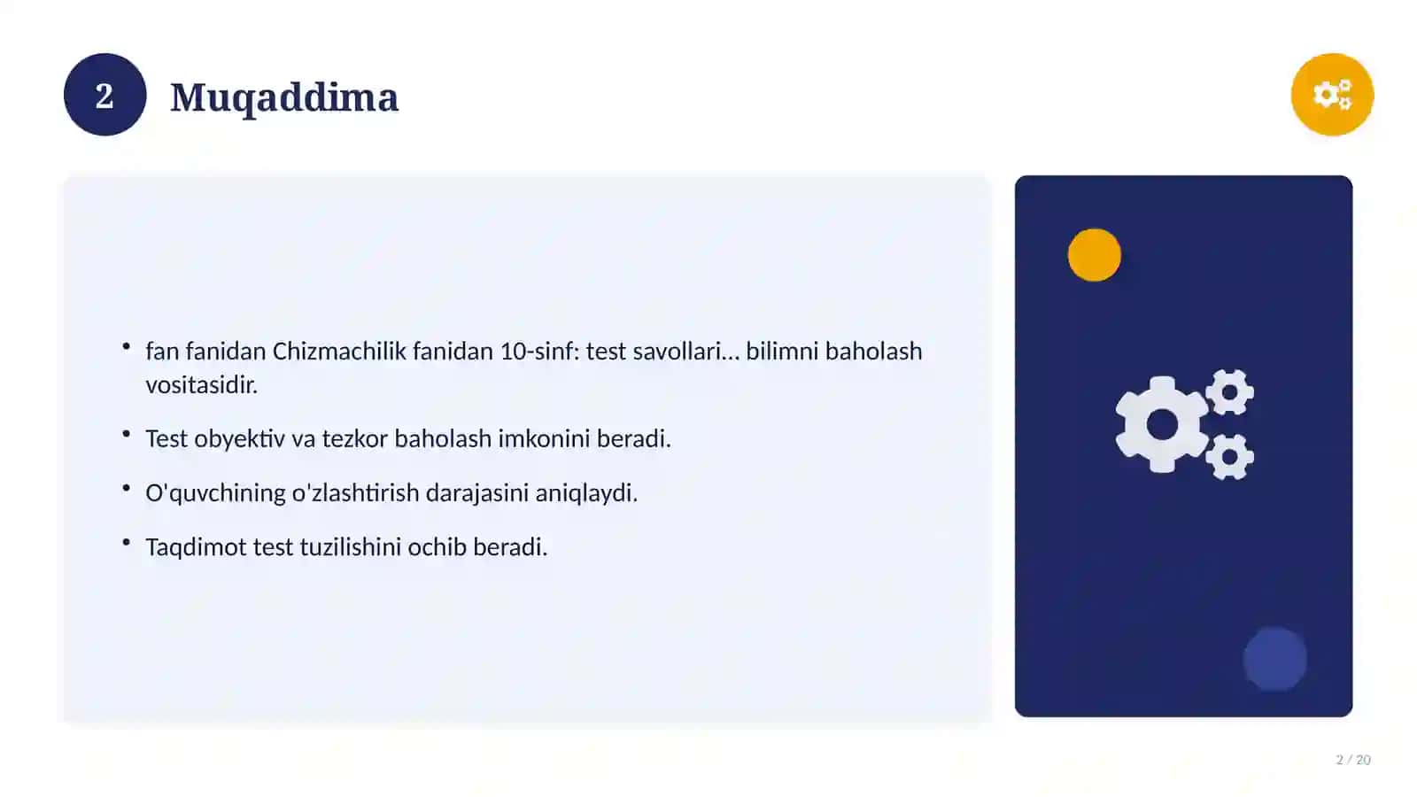 Chizmachilik fanidan 10-sinf: test savollari to'plami 2