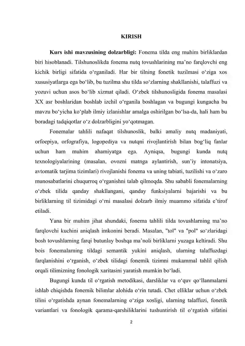 O‘zbek tilshunosligidaunli fonemalarning o‘rganilish 2