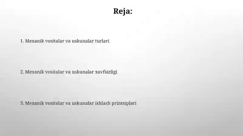 Mexanik texnik asboblari va uskunalarini o’rganish 2