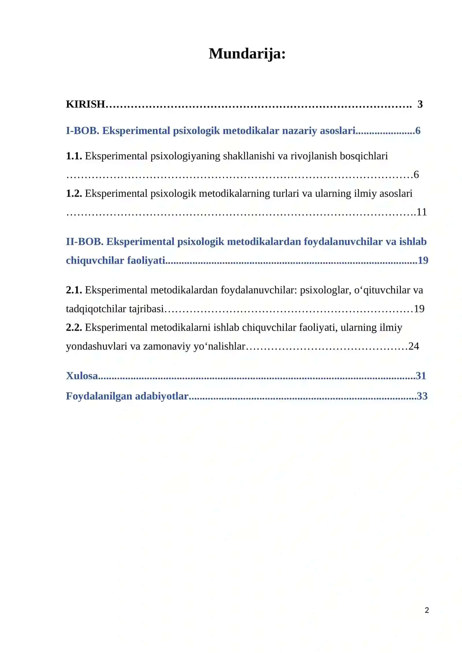 Eksperimental psixologik metodikalardan foydalanuvchilar va ishlab chiquvchilar 2
