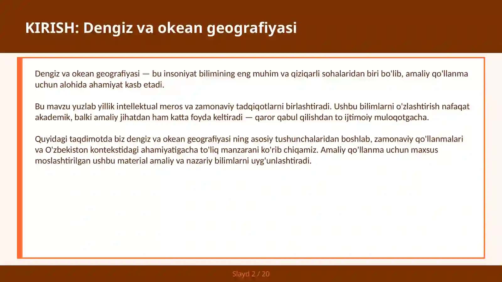 Dengiz va okean geografiyasi 2