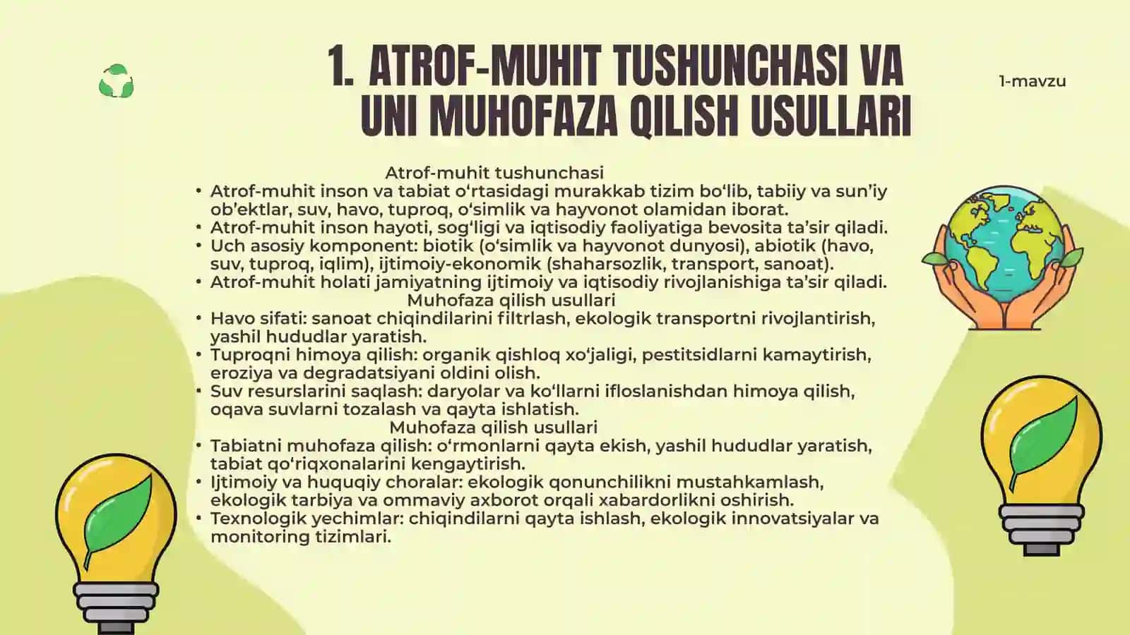 ATROF-MUHIT MUAMMOLARI HAQIDA UMUMIY MA’LUMOT 2