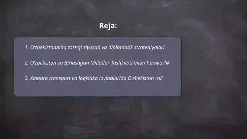 Oʻzbekiston va Jahon hamjamiyati 2