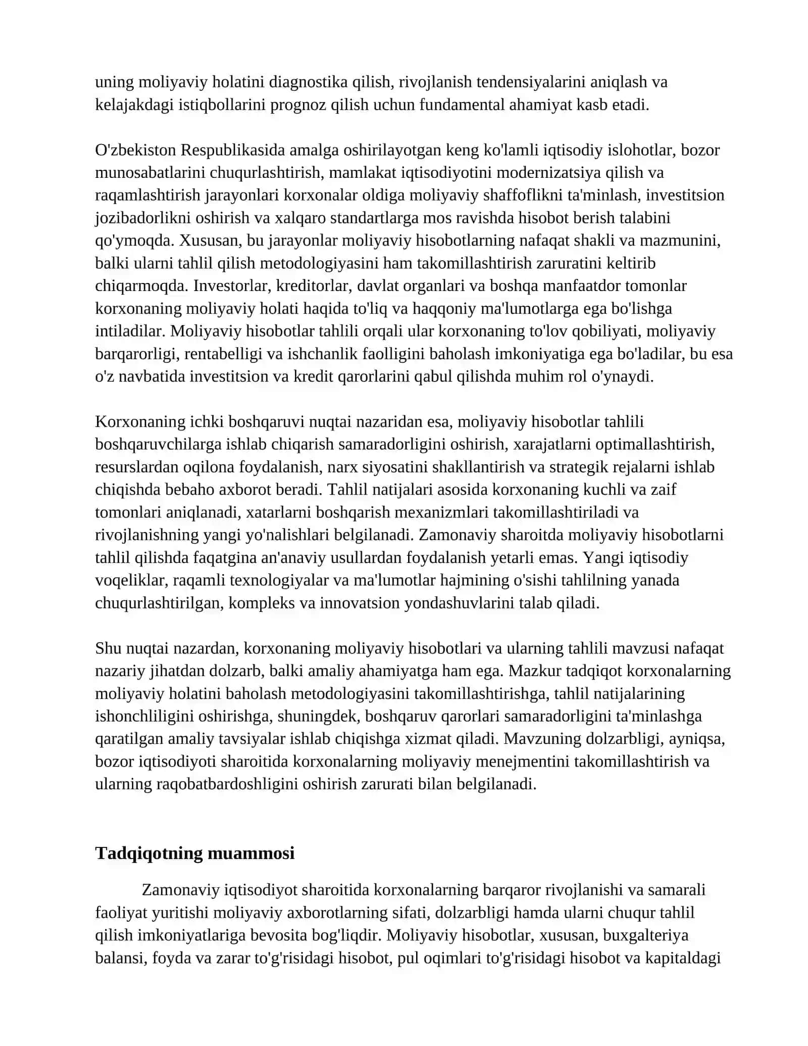korxonaning moliyaviy hisobotlari va ularning tahlili 2