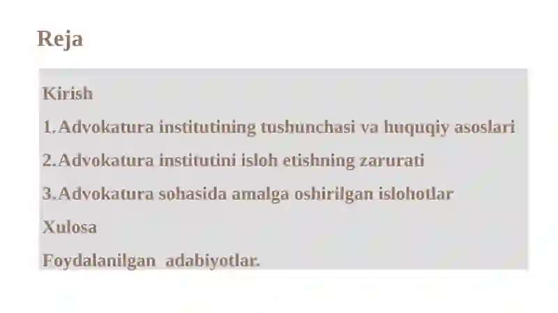 Advokatura institutining islohetilishi 2