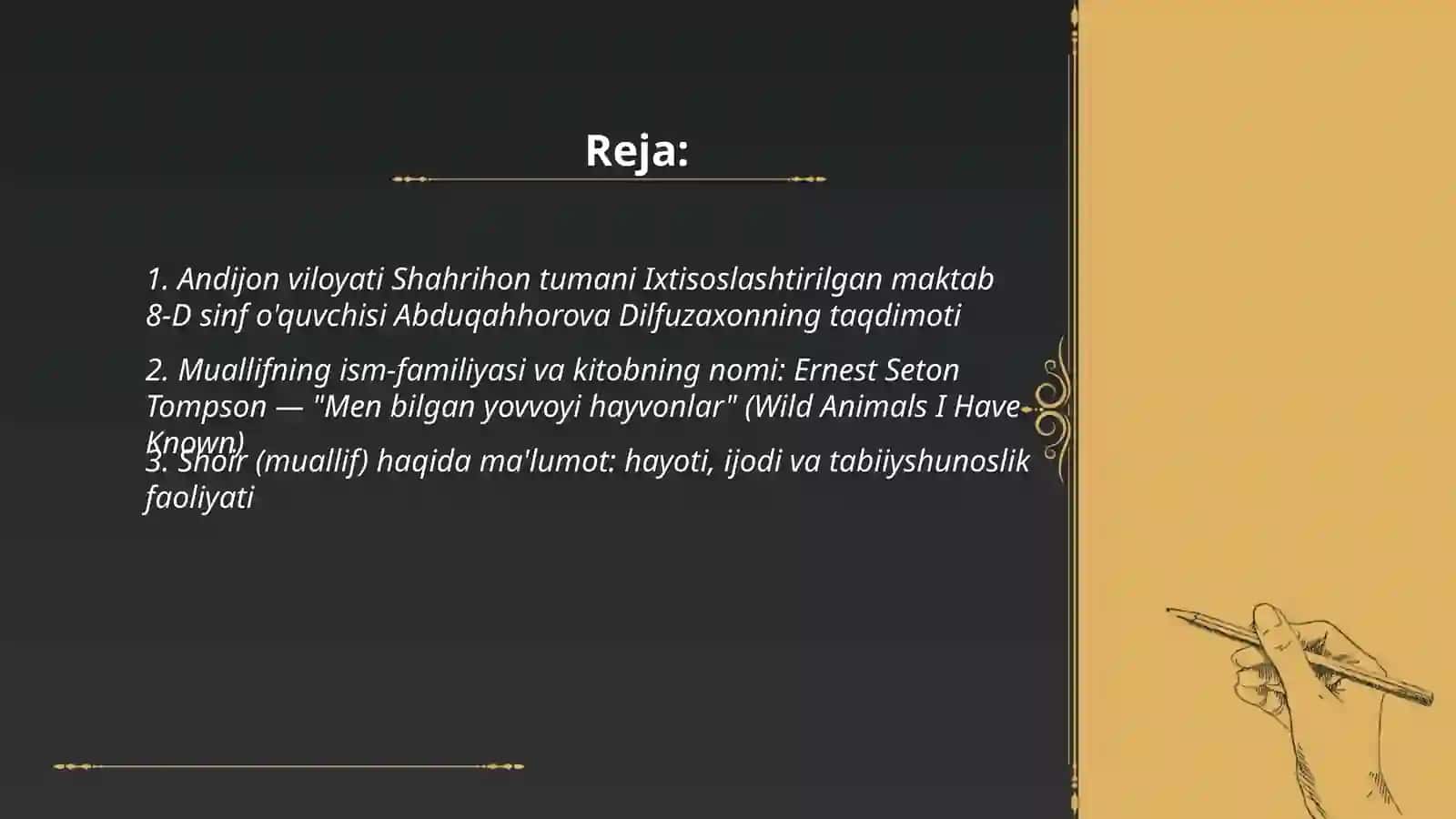Ernest Seton Tompsonning yovvoyi yorg'a kitobi 2