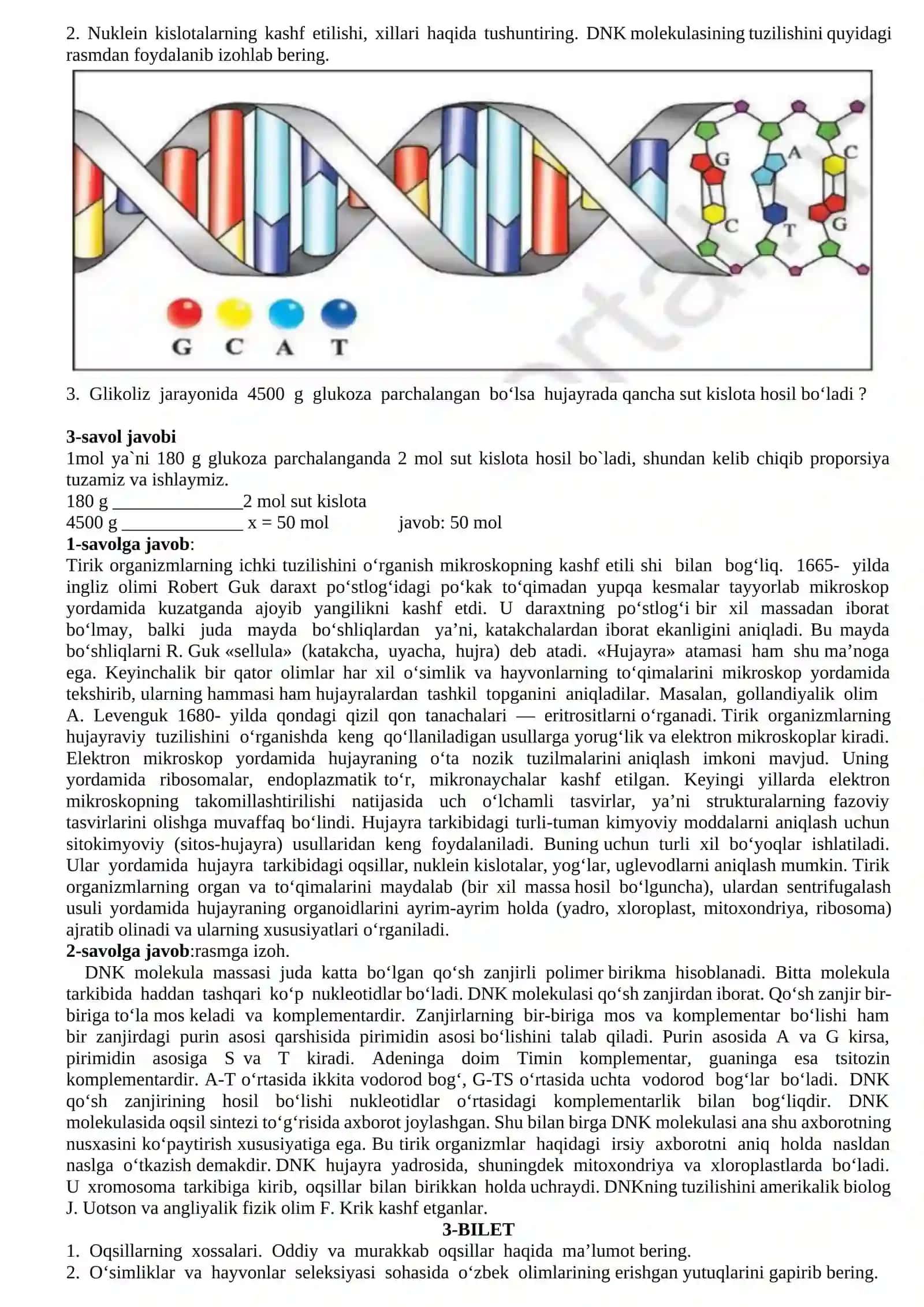 9-sinf imtihon javoblari biologiya 2