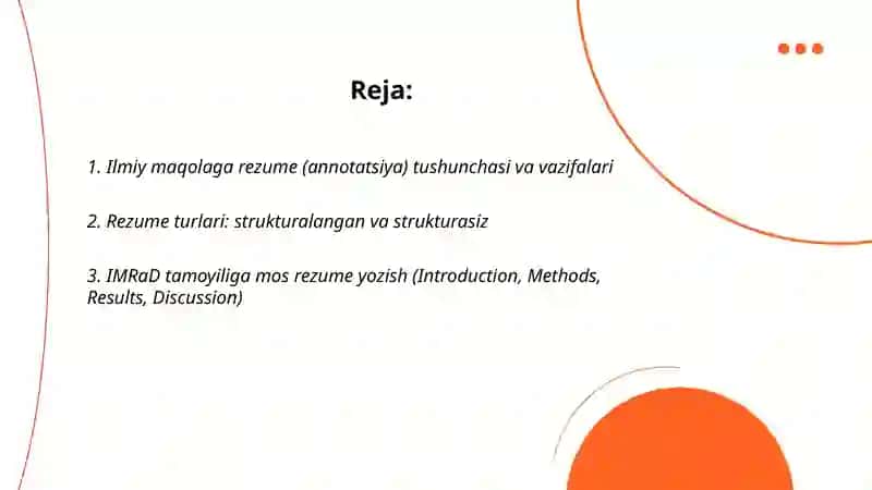 Ilmiy maqolaga rezume yozish 2