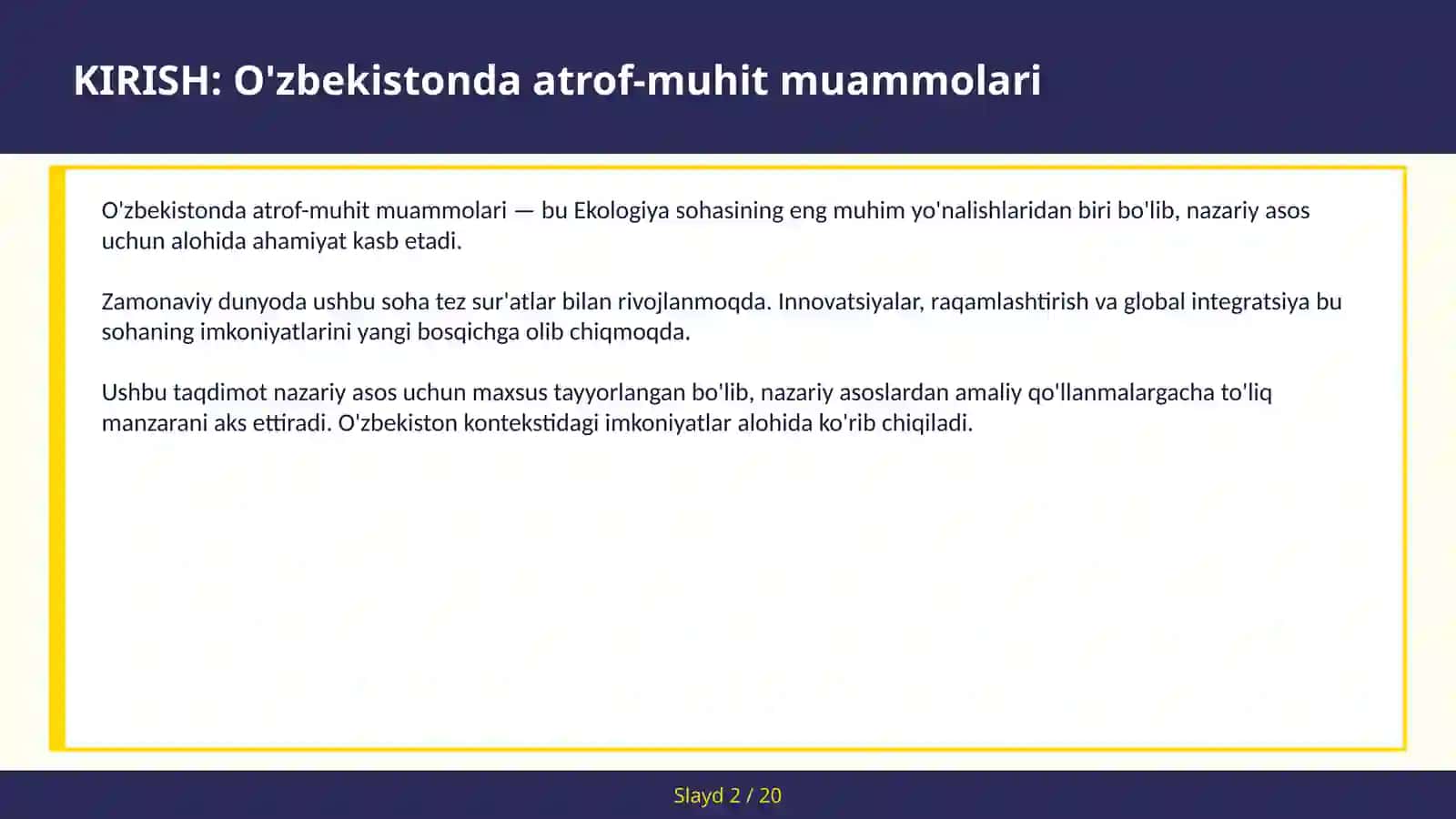 O'zbekistonda Atrof-Muhit Muammlari 2