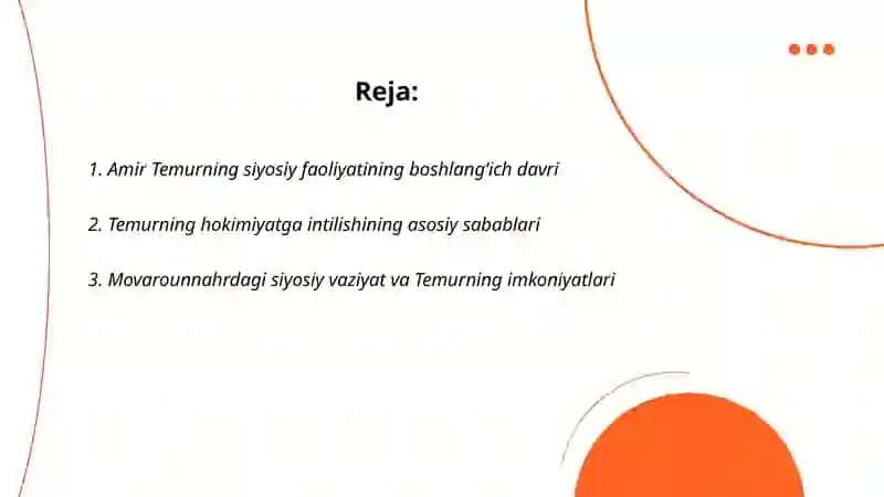 Amir temur siyosiy foliyatinig boshlanishi 2