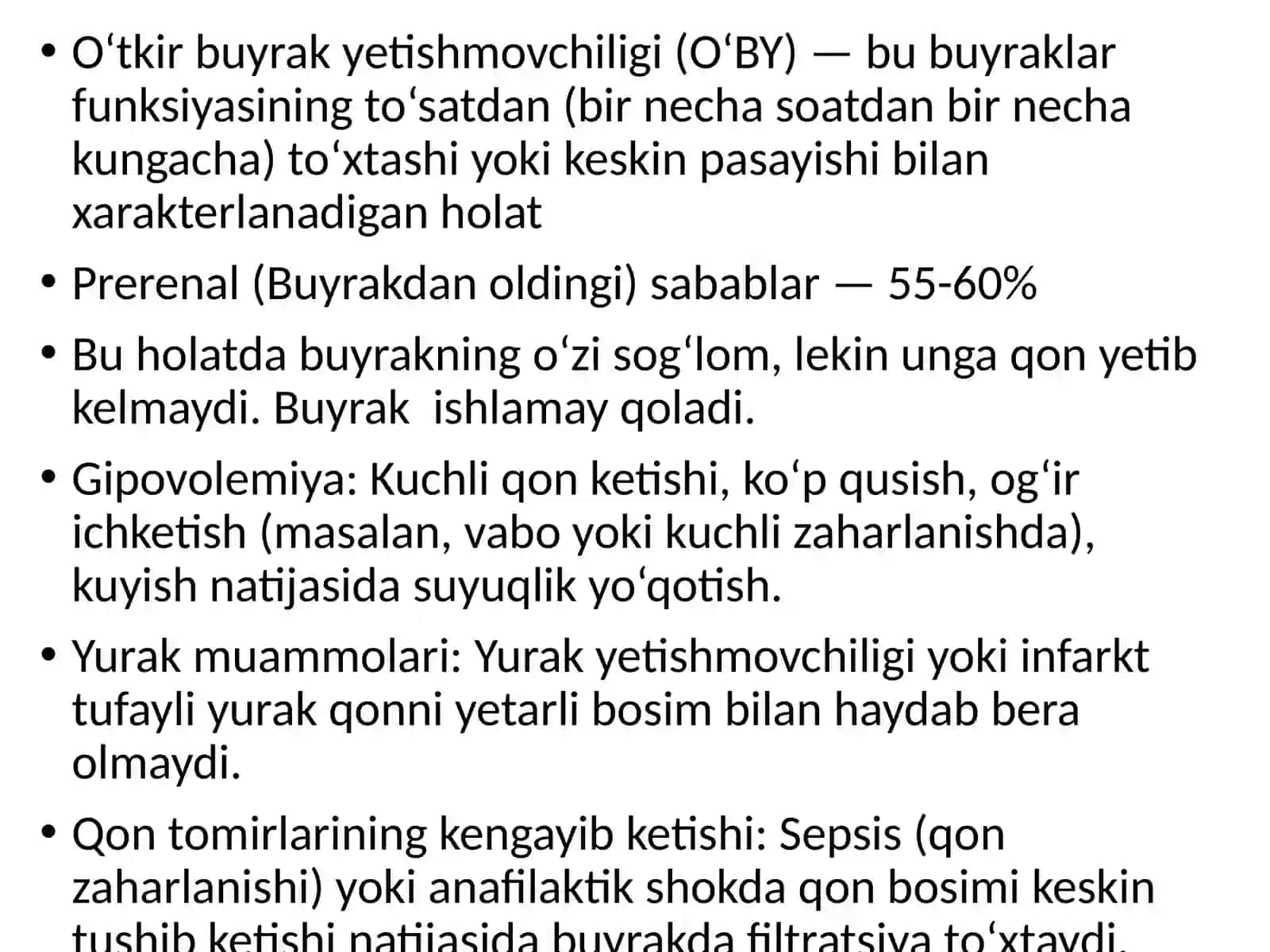 O'tkir buyrak yetishmovchiligi 2
