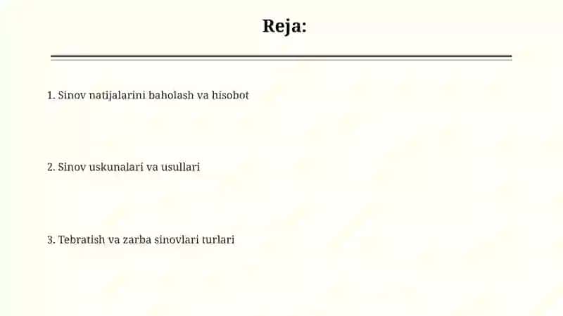Tebratish va zarba sinovlari 2
