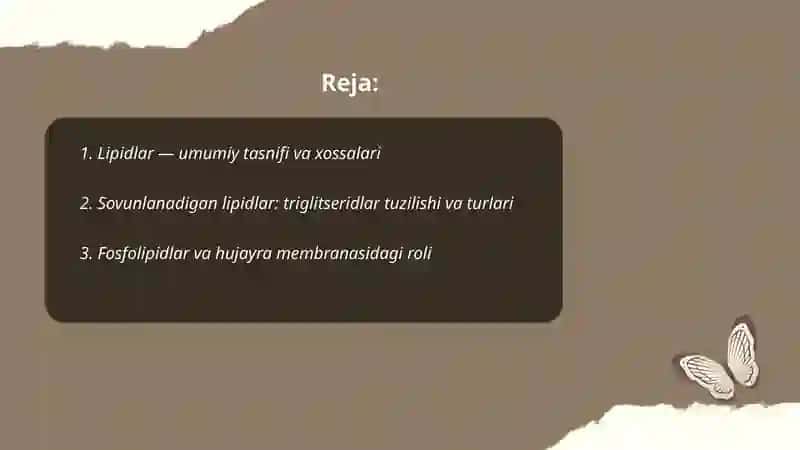 Lipidlar.Sovunlanadigan va sovunlanmaydigan lipidlar. 2