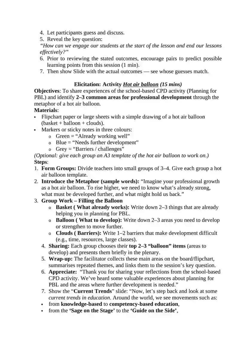 Cluster School CPD Session Plan 10 2