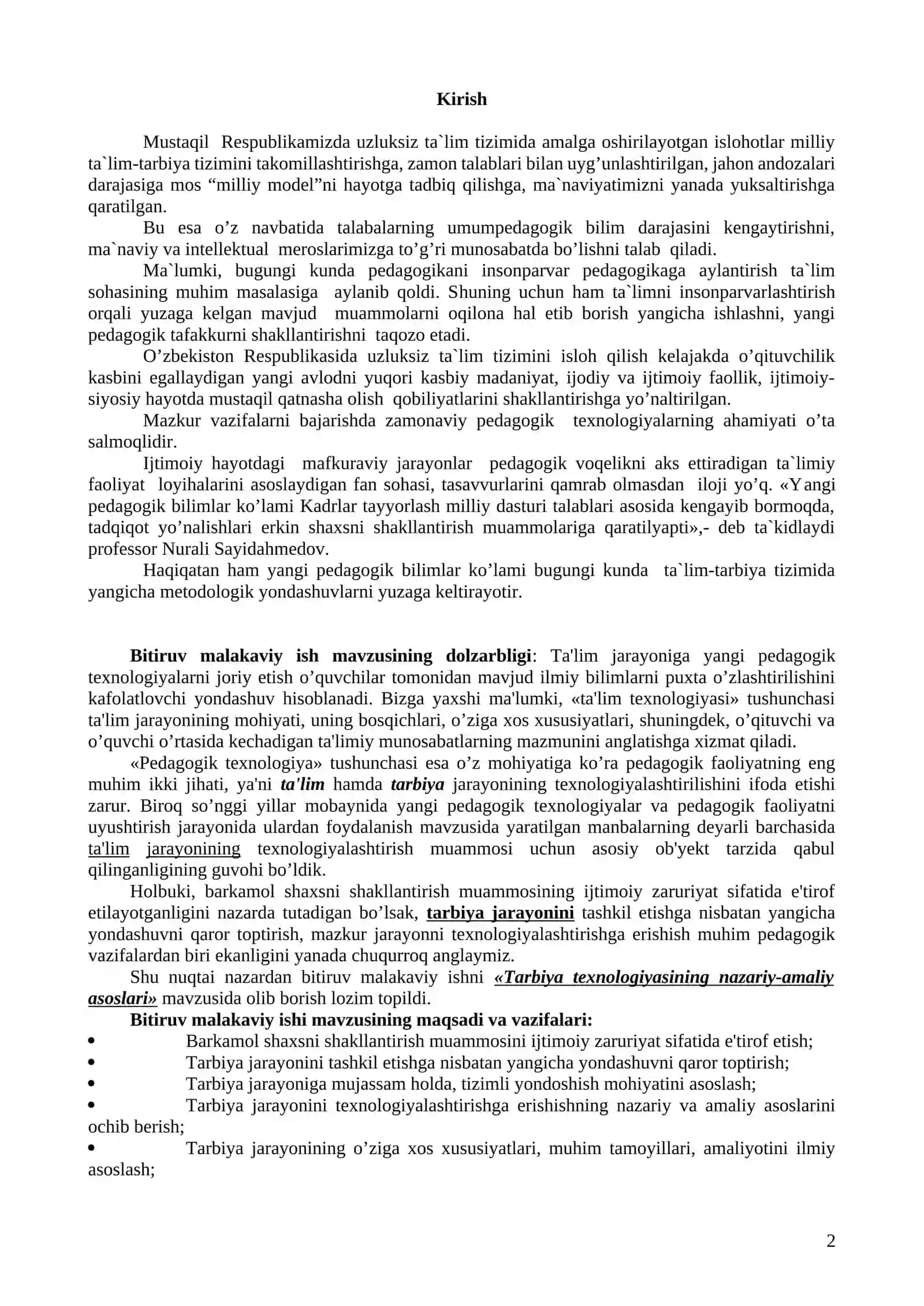 Tarbiya texnologiyasi 2
