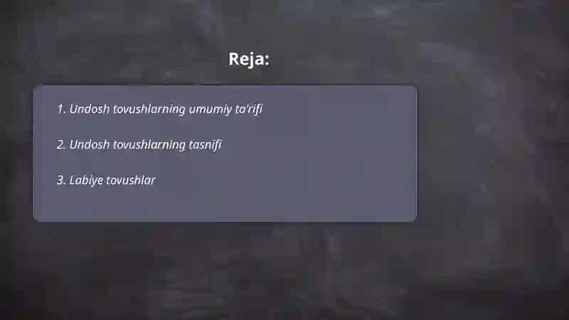 Undosh tovushlar tasnifi 2