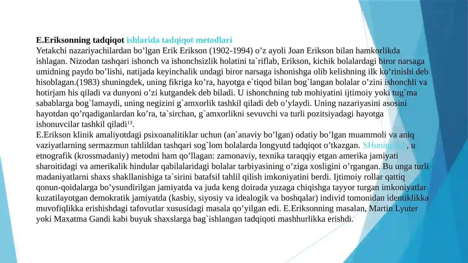 Erik Eriksonning tadqiqotishlari 2