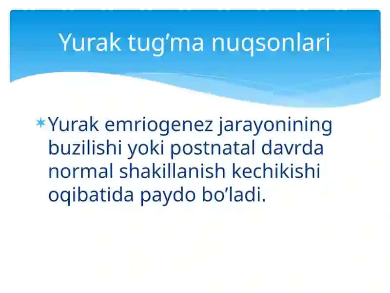 Yurak tug’ma nuqsonlari 2