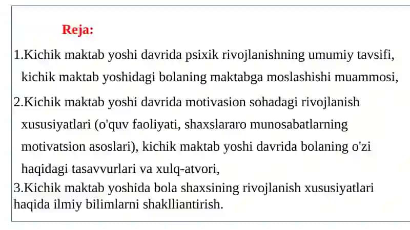 Kichik maktab yoshida vrid a psixik rivojlanish xususiyatlari 2