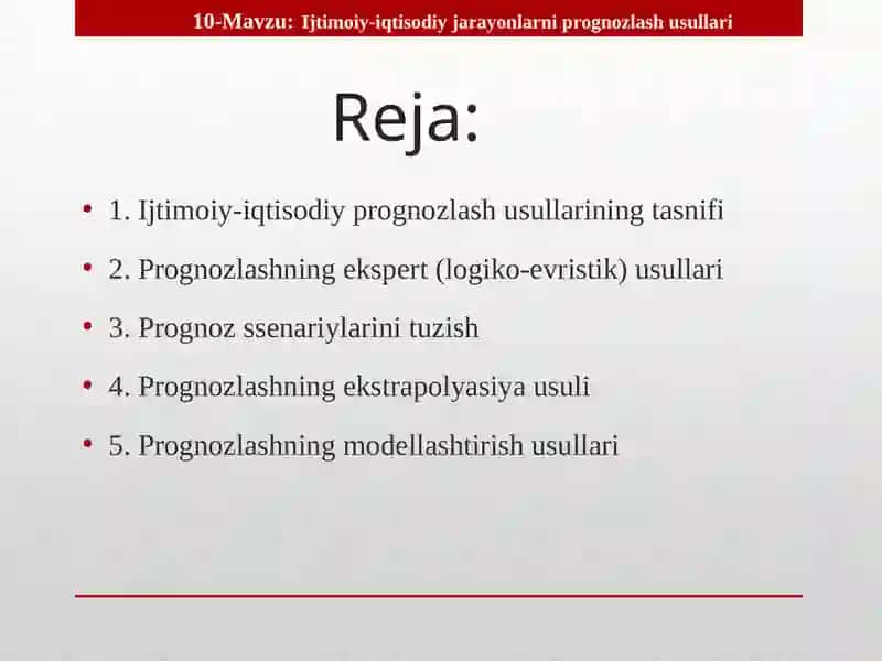 Iqtisodiy Prognozlash Usullari 2