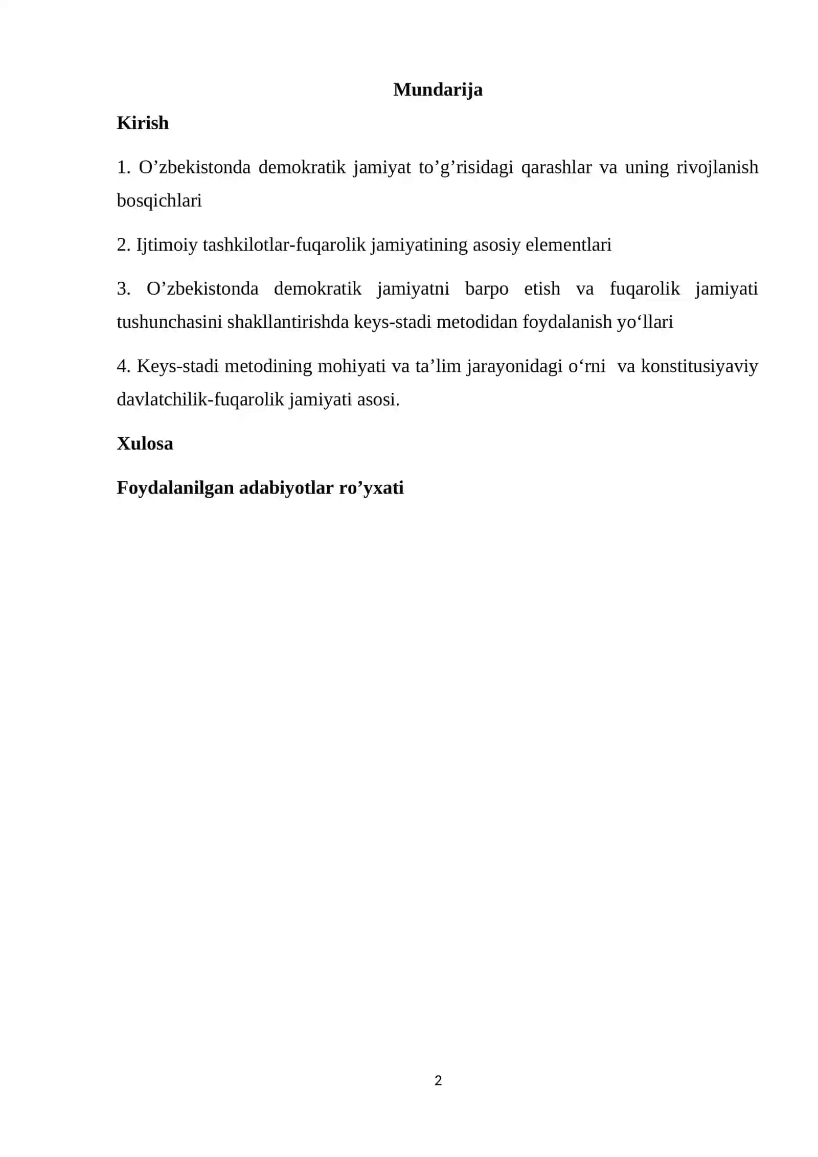 Fuqarolik jamiyati tushunchasini shakllantirishda keys-stadi metodidan foydalanish qo’llanishi 2