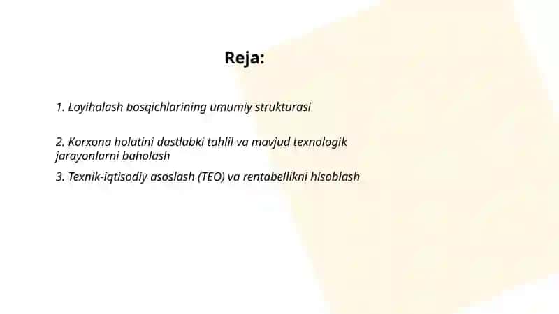 Loyihalash bosqichlari 2