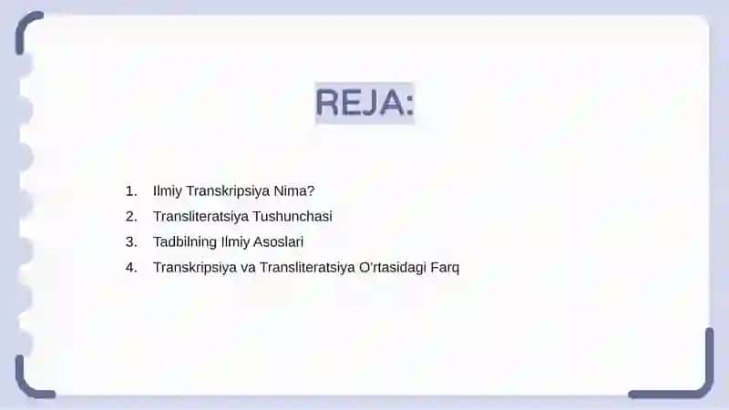 Ilmiy Transkripsiya, Transliteratsiya va Tadbil 2