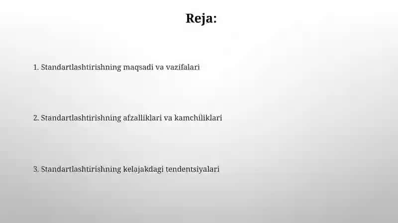 Standartlashtirish ta'rifi va mohiyati 2