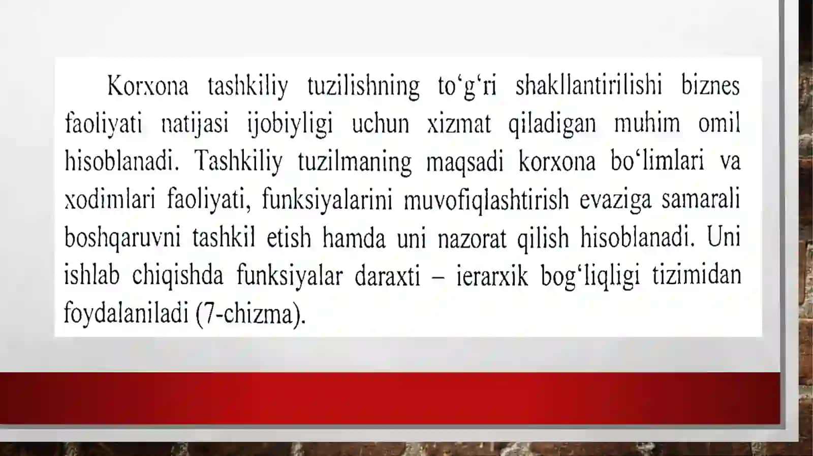 Korxonaning tashkiliy tuzilishi va dizayni 2
