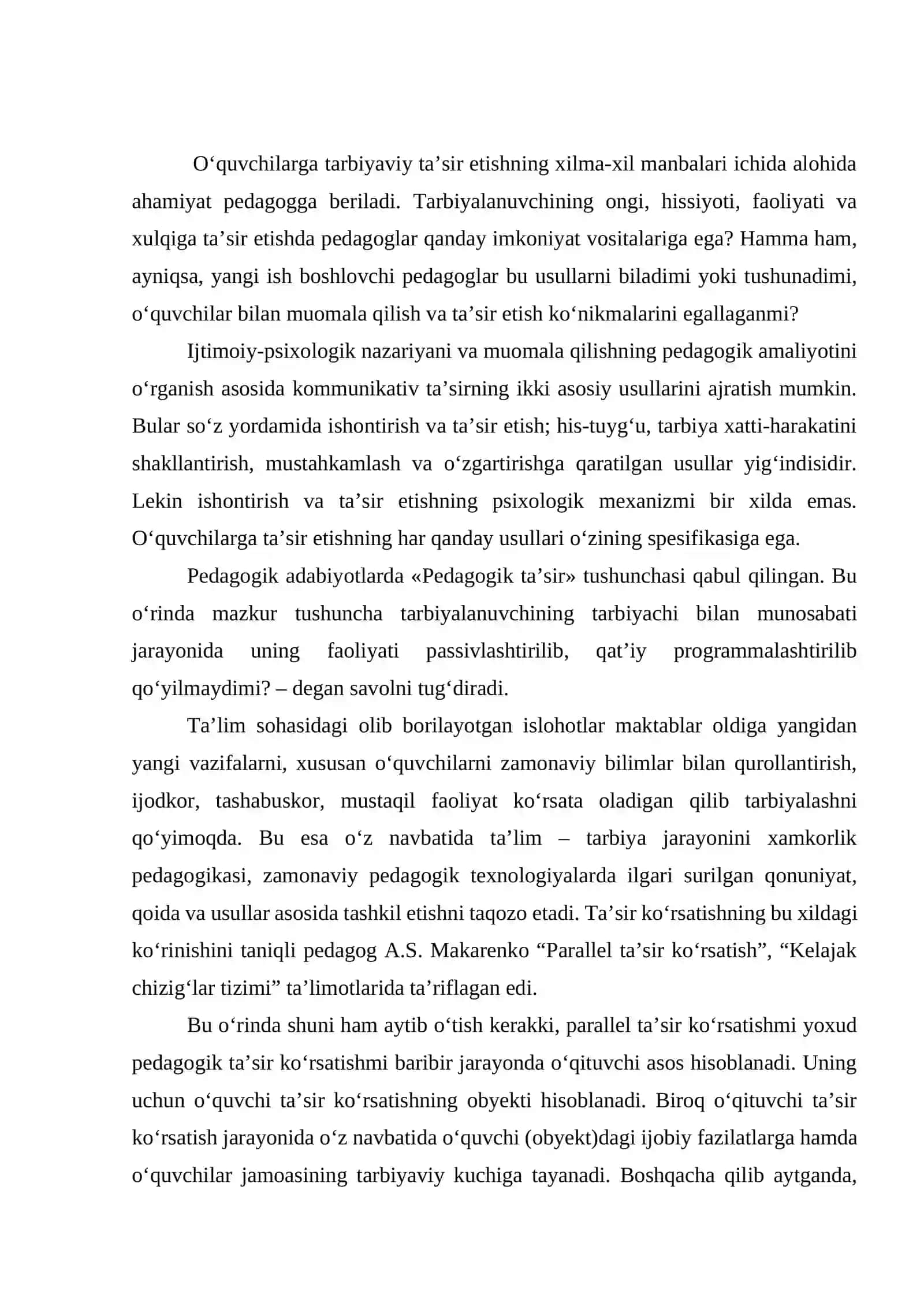 O'quvchiga pedagogik ta’sir ko‘rsatishdagi mahorati 2