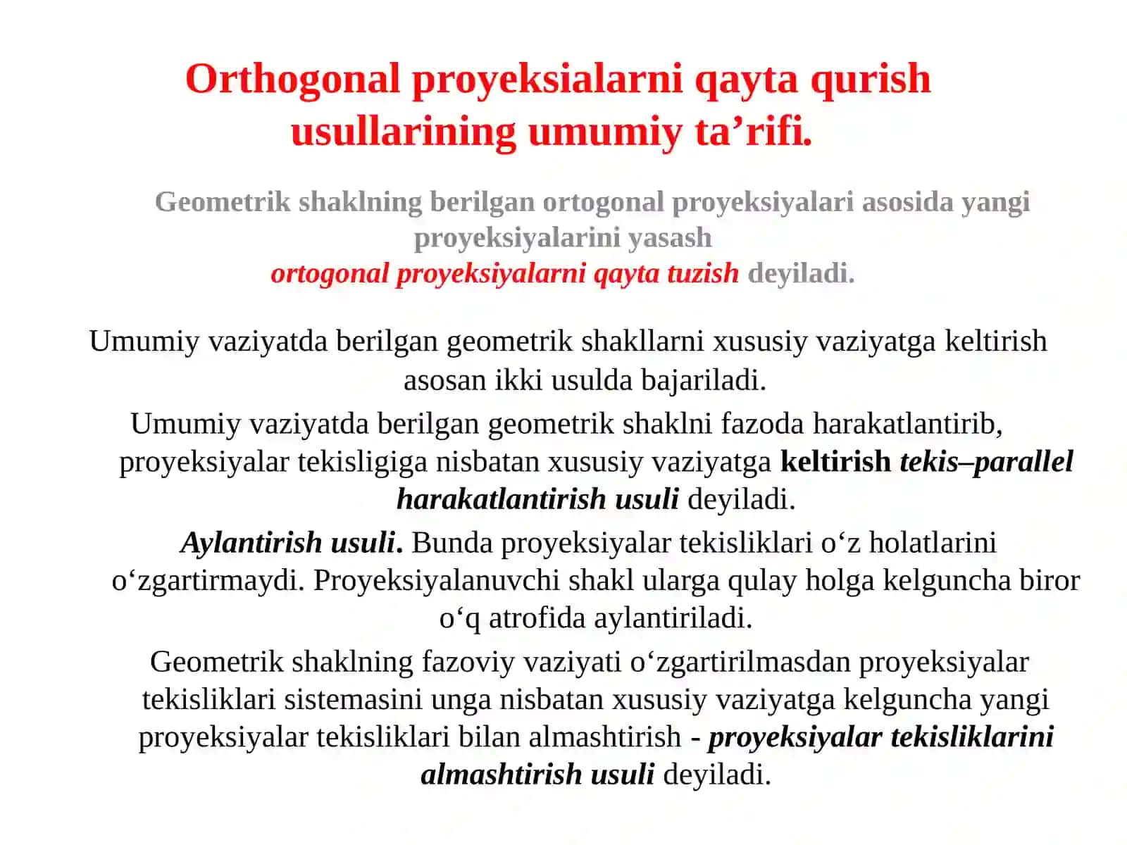 Ortogonal proyeksiyalar 2