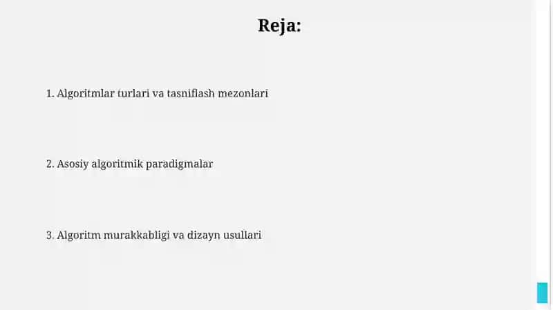 Algoritm turlari haqida slayd 2