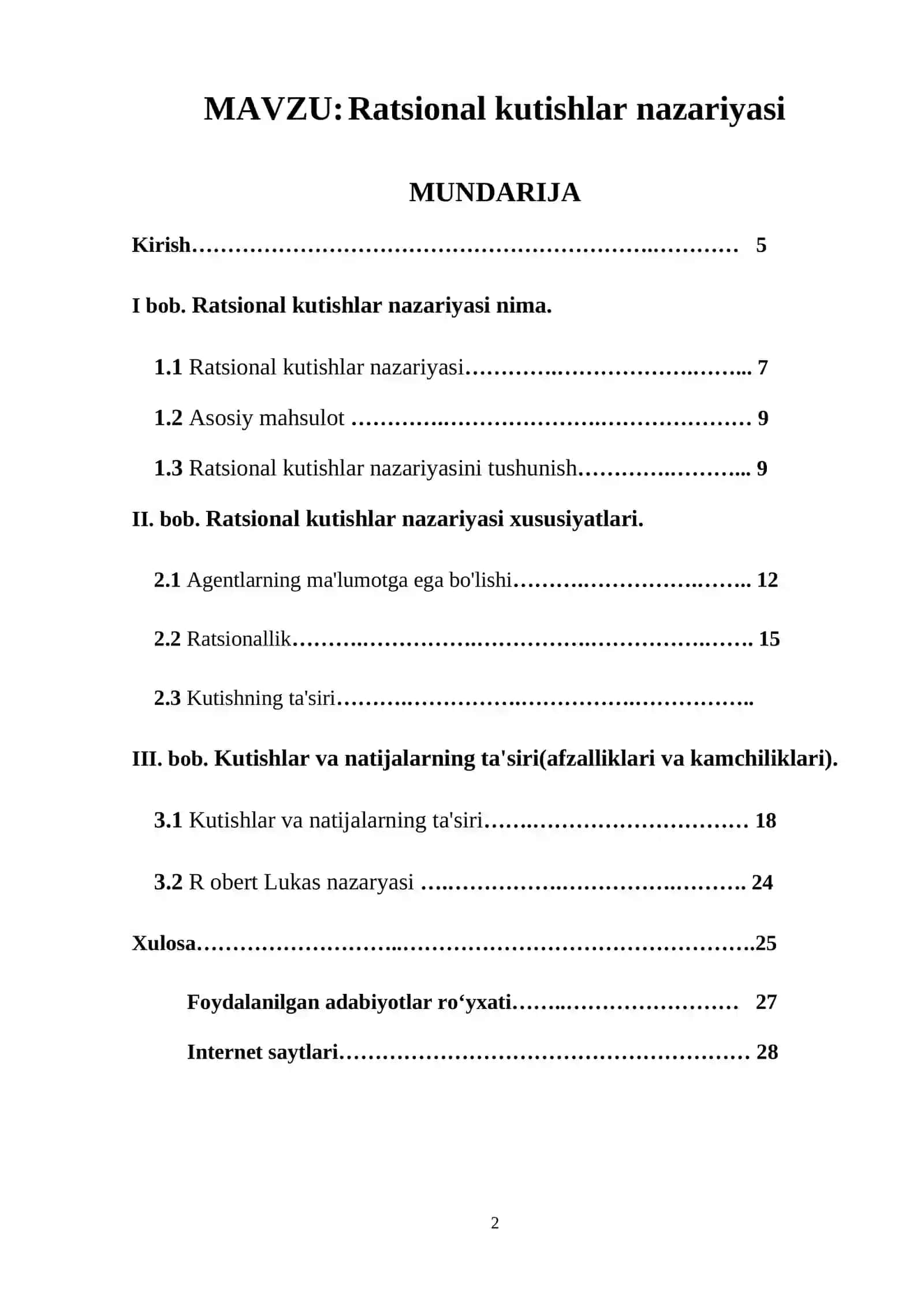 Ratsional kutish nazariyasi 2
