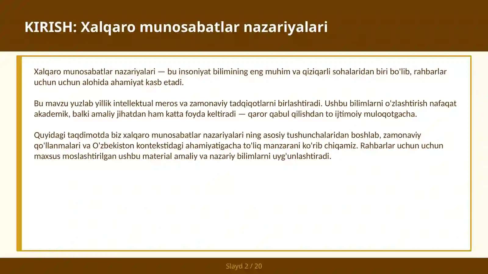 Xalqaro munosabatlar nazariyalari 2
