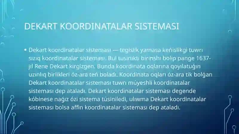 Dekart hâm polyar koordinatalari arasindagʻi baylanis 2